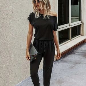 Elegant Black Off-Shoulder Jumpsuit